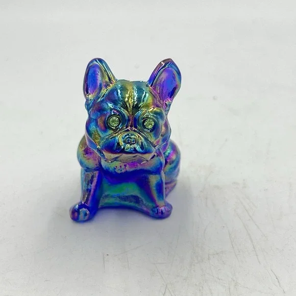 VTG Westmoreland Iridescent Carnival Glass French Bulldog w